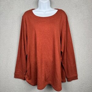Croft & Barrow Top Womens 2X Rust Orange Boat‎ Neck Soft Sweatshirt Fall Cozy